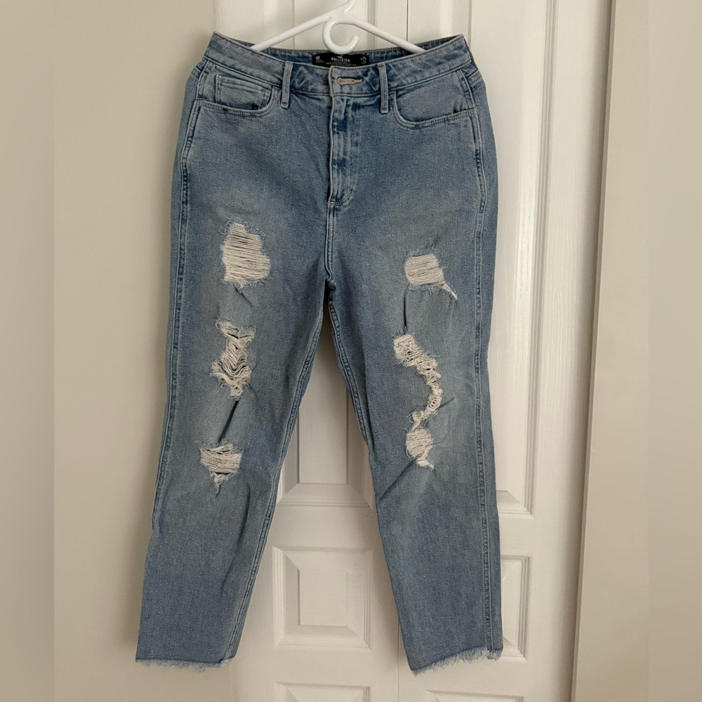 Hollister Blue Boyfriend Jeans with Distressed Details